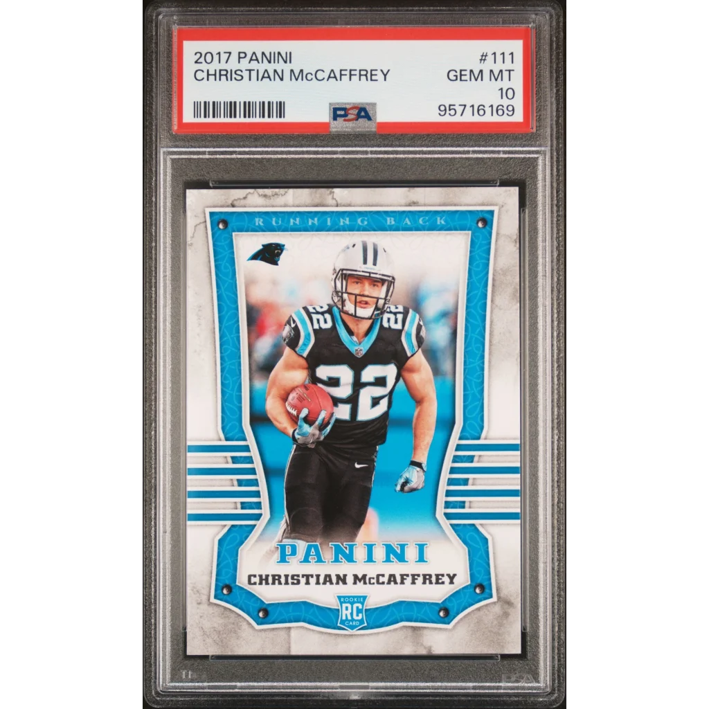 PSA Graded Christian McCaffrey 2017 Panini Rookie Card football collectible