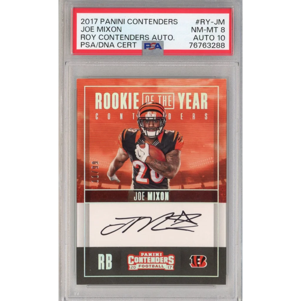Graded 2017 Panini Contenders Joe Mixon #RY-JM ROY Rookie RC Football Card PSA 8 Auto 10 | Hall of Fame Sports Memorabilia | vintageantiquesgifts.com