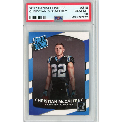 Graded 2017 Panini Donruss Christian McCaffrey #318 Rookie RC Football Card PSA 10 Gem Mint | Hall of Fame Sports Memorabilia | vintageantiquesgifts.com
