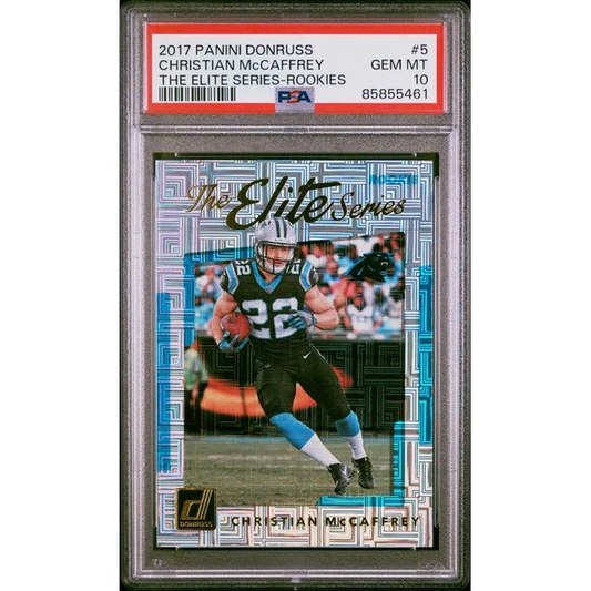 Graded PSA 10 Gem Mint 2017 Panini Donruss Christian McCaffrey Elite Rookie Card