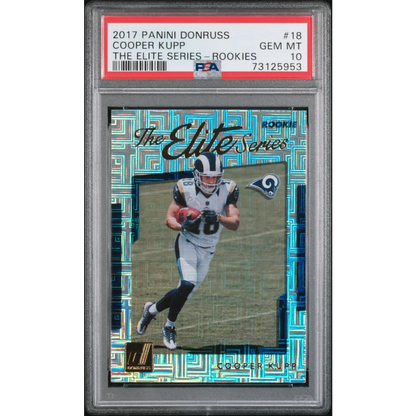 Graded Cooper Kupp Elite Series Rookie Card Collectible Gem football card from 2017 Donruss