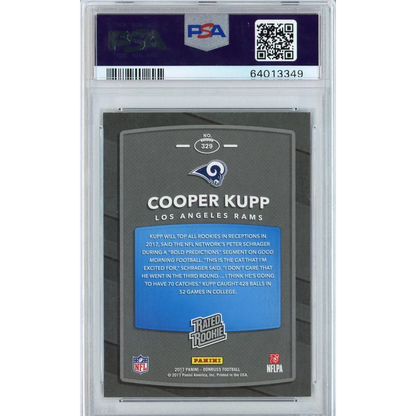 Graded 2017 Panini Donruss Cooper Kupp #329 Rookie RC Football Card PSA 10 Gem Mint | PSA 10 Gem Mint Graded Rookie Card | vintageantiquesgifts.com