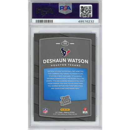 Graded 2017 Panini Donruss Deshaun Watson #345 Rookie RC PSA 10 Card