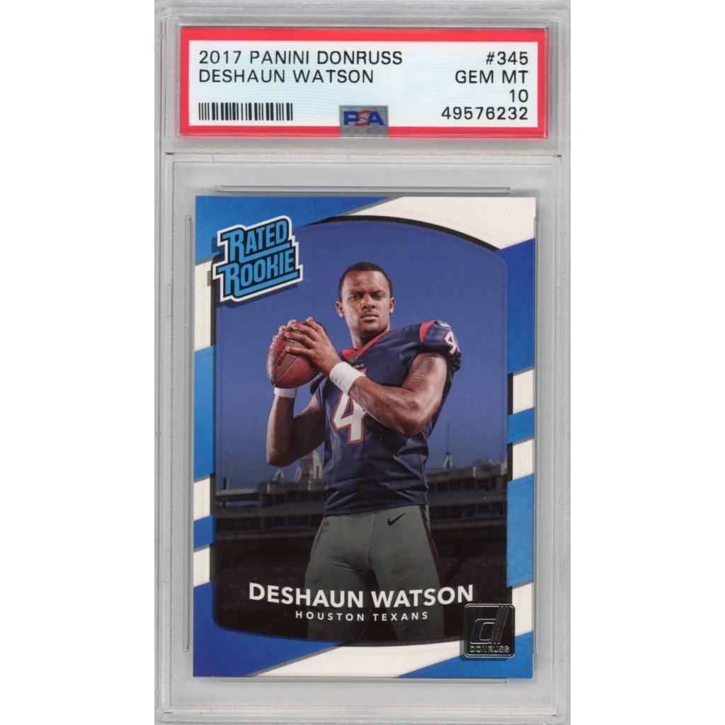 Graded 2017 Panini Donruss Deshaun Watson #345 Rookie PSA 10 Gem Mint Card
