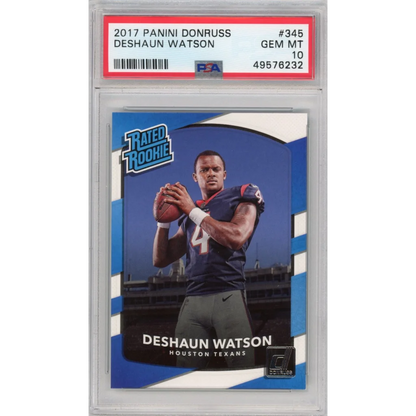 Graded 2017 Panini Donruss Deshaun Watson #345 Rookie PSA 10 Gem Mint Card