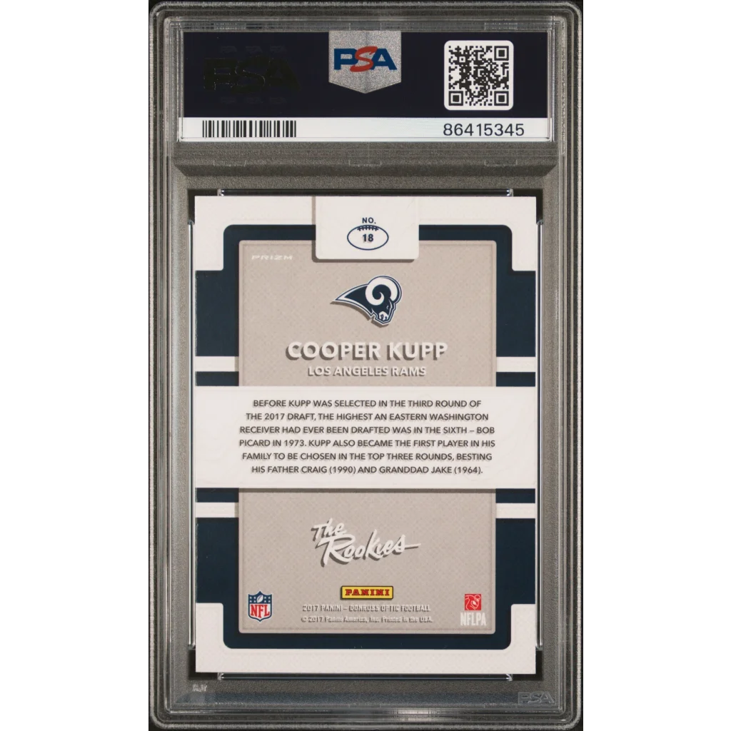 PSA 10 Graded 2017 Panini Donruss Optic Cooper Kupp Rookie Card in Silver Navy Slab