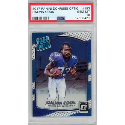 PSA Graded Dalvin Cook 2017 Panini Donruss Optic rookie football card