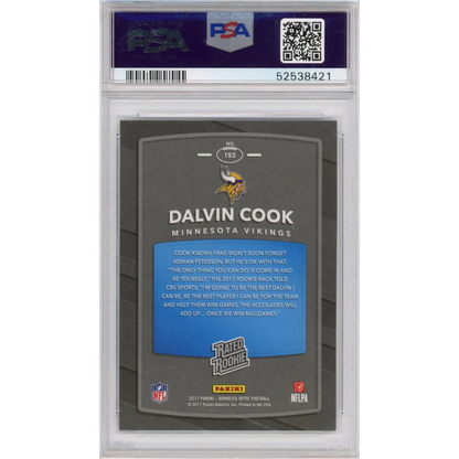 Graded Dalvin Cook Minnesota Vikings 2017 Panini Donruss Optic Rookie Card