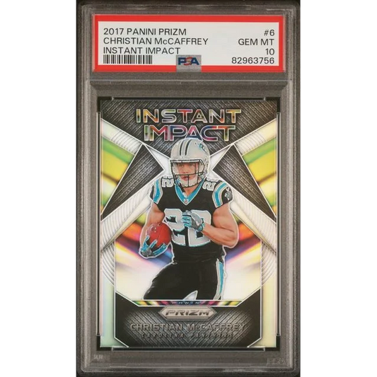 Graded 2017 Panini Prizm Christian McCaffrey #6 Instant Impact Rookie RC Football Card PSA 10 Gem Mint | Hall of Fame Sports Memorabilia | vintageantiquesgifts.com