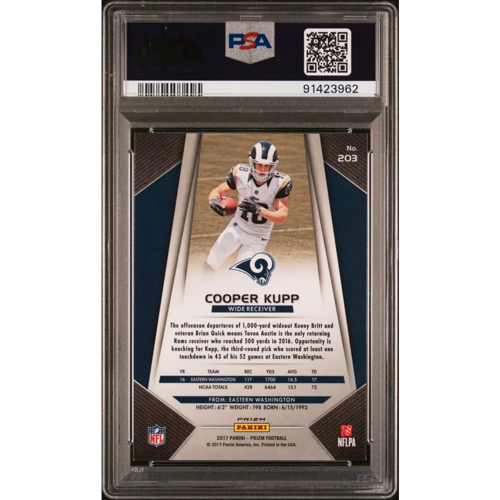 PSA 10 Cooper Kupp Rookie Card Gem Mint Prizm football card display
