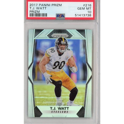 2017 Panini Prizm T.J. Watt rookie card graded GEM MT 10 PSA 10