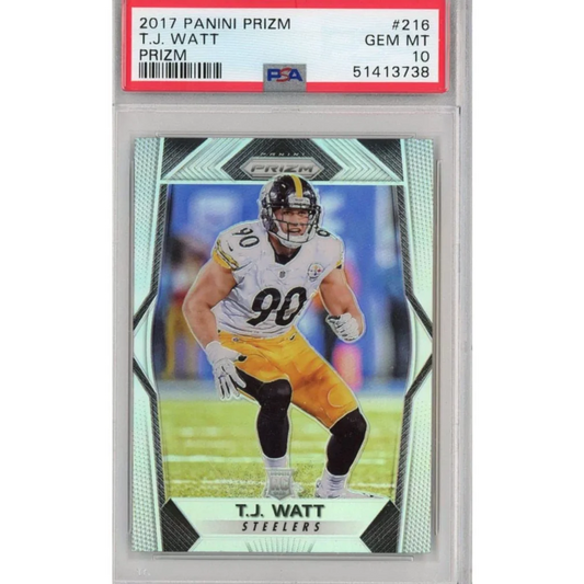 2017 Panini Prizm T.J. Watt rookie card graded GEM MT 10 PSA 10