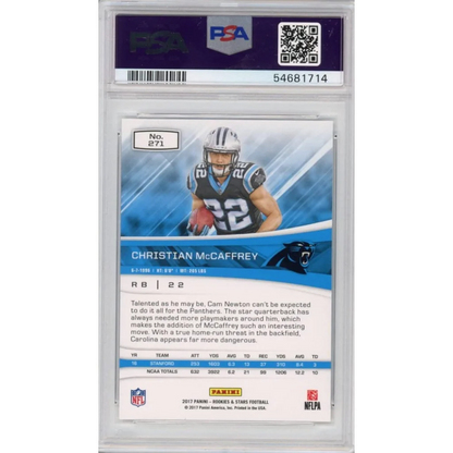 Graded 2017 Panini Rookies & Stars Christian McCaffrey #271 Rookie RC Football Card PSA 10 Gem Mint | PSA 10 Gem Mint Graded Rookie Card | vintageantiquesgifts.com