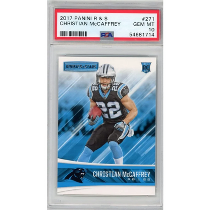 Graded 2017 Panini Rookies & Stars Christian McCaffrey #271 Rookie RC Football Card PSA 10 Gem Mint | Hall of Fame Sports Memorabilia | vintageantiquesgifts.com