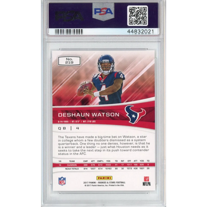 Graded Deshaun Watson 2017 Panini Rookie Card in PSA GEM MINT 10 condition