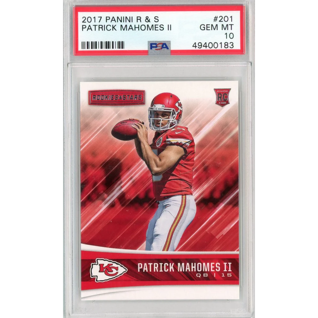 Graded 2017 Panini Rookies & Stars Patrick Mahomes II #201 Rookie RC Football Card PSA 10 Gem Mint | Hall of Fame Sports Memorabilia | vintageantiquesgifts.com