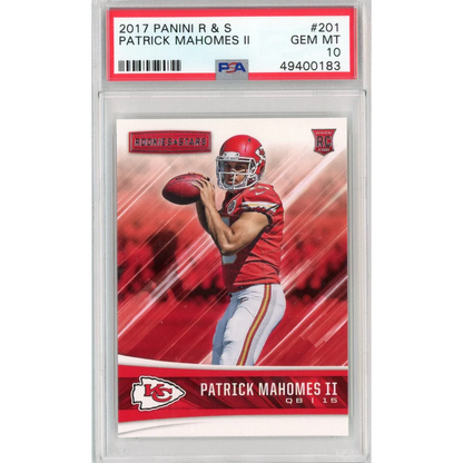 Graded 2017 Panini Rookies & Stars Patrick Mahomes II #201 Rookie RC Football Card PSA 10 Gem Mint | Hall of Fame Sports Memorabilia | vintageantiquesgifts.com