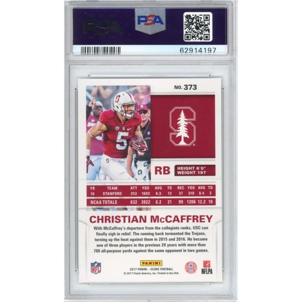 PSA Graded Christian McCaffrey 2017 Panini Score Rookie Card football card