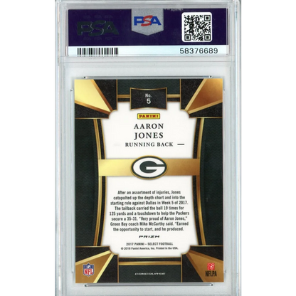 PSA graded Aaron Jones 2017 Panini Select rookie card from professional sports authenticator