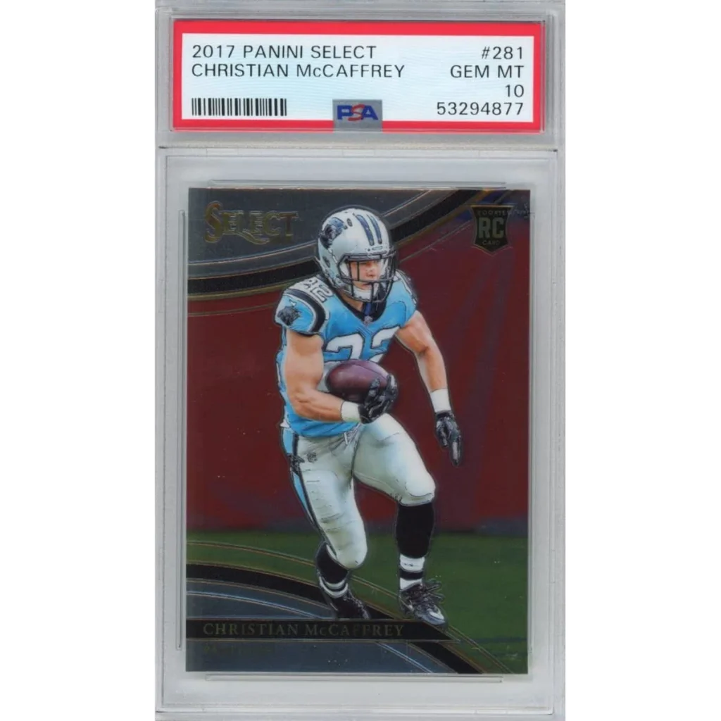 PSA Graded Christian McCaffrey 2017 Panini Select Rookie Card in good condition
