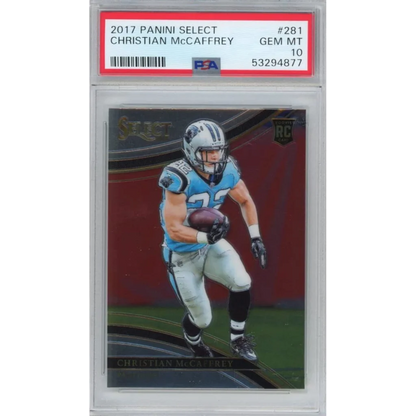 PSA Graded Christian McCaffrey 2017 Panini Select Rookie Card in good condition