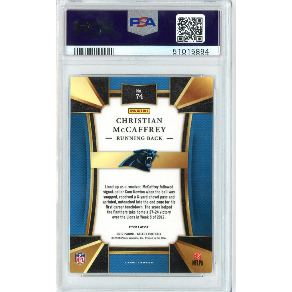 Graded Christian McCaffrey 2017 Panini Select Rookie Card PSA 9 Mint Gem