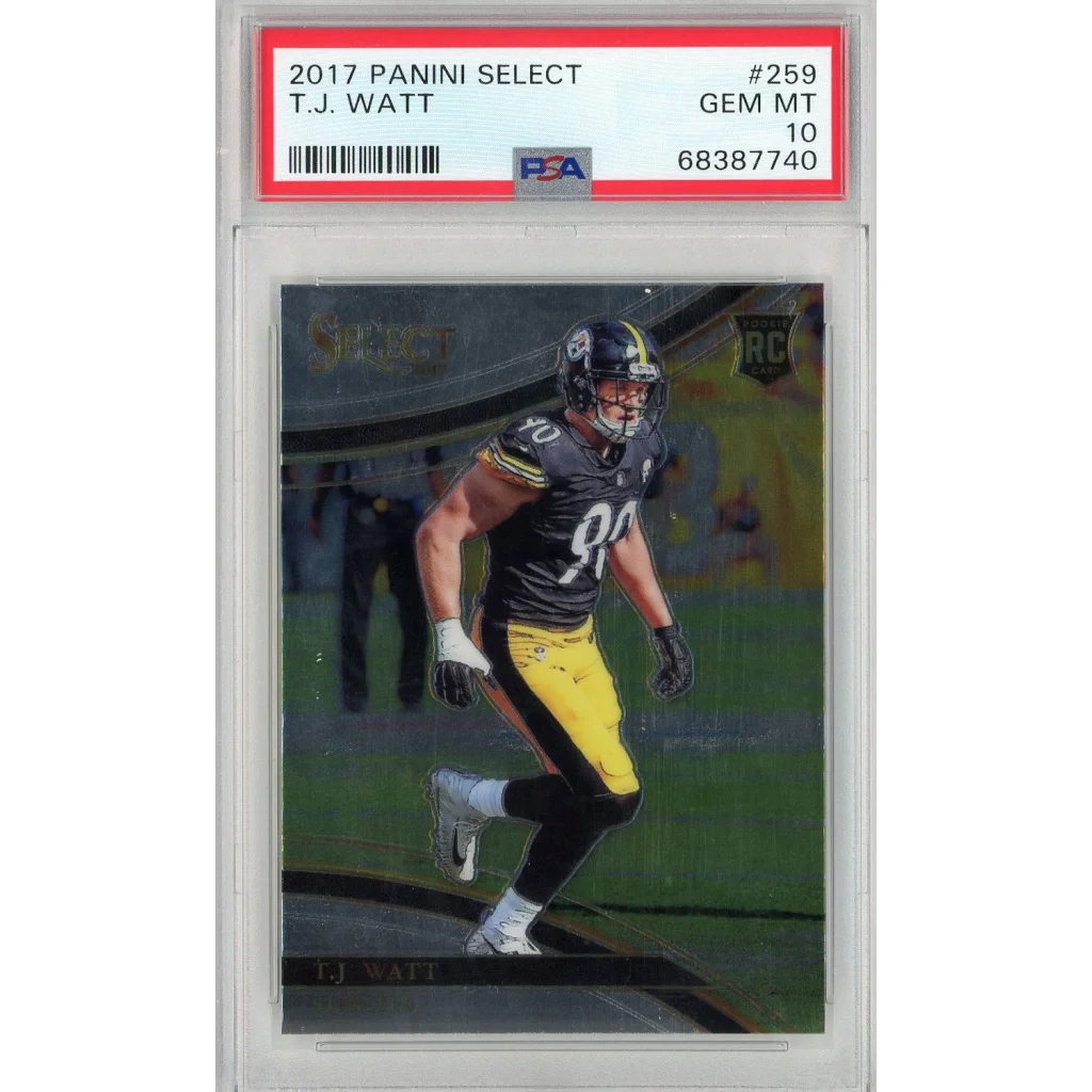 Graded 2017 Panini Select TJ Watt #259 Rookie RC Football Card PSA 10 Gem Mint | Hall of Fame Sports Memorabilia | vintageantiquesgifts.com