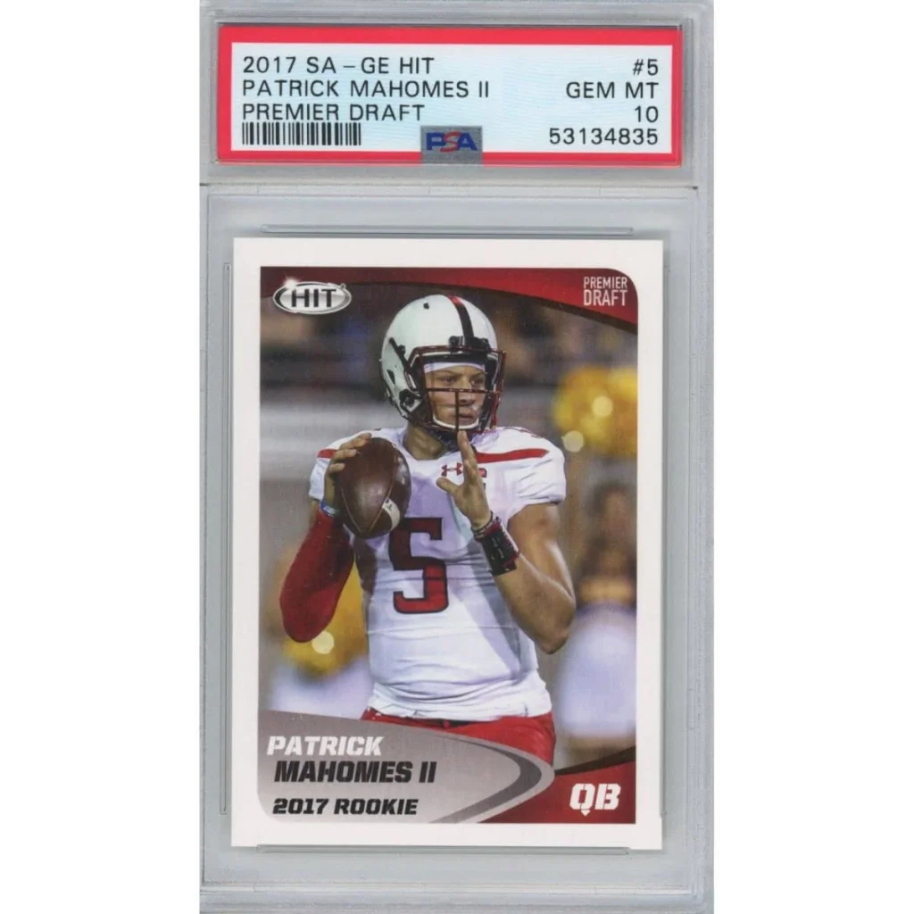 Graded 2017 Sage SA-GE Hit Patrick Mahomes II #5 Premier Draft Rookie RC Football Card PSA 10 Gem Mint | Hall of Fame Sports Memorabilia | vintageantiquesgifts.com