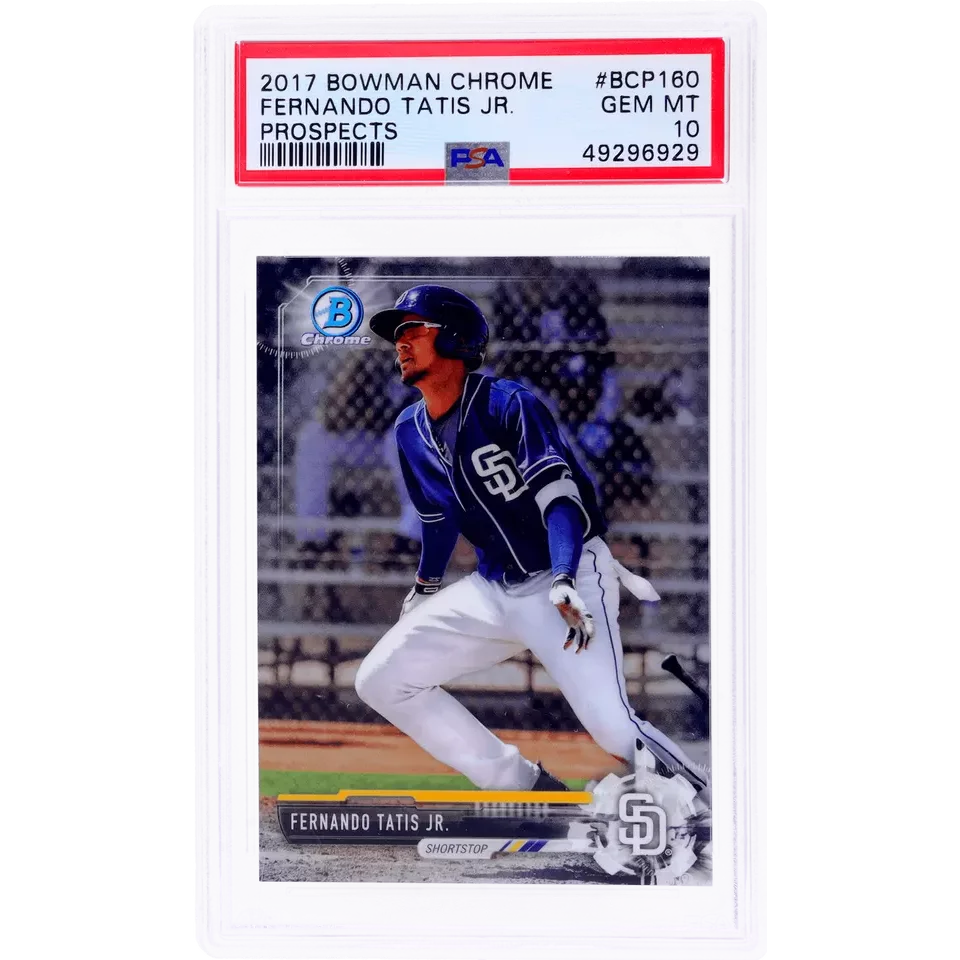Graded 2017 Topps Bowman Chrome Fernando Tatis Jr. #BCP160 Prospects Rookie RC Baseball Card PSA 10 Gem Mint | Hall of Fame Sports Memorabilia | vintageantiquesgifts.com