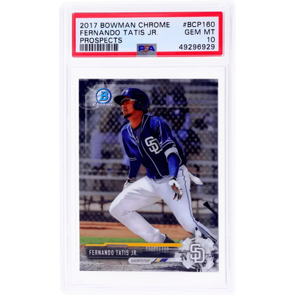 Graded 2017 Topps Bowman Chrome Fernando Tatis Jr. #BCP160 Prospects Rookie RC Baseball Card PSA 10 Gem Mint | Hall of Fame Sports Memorabilia | vintageantiquesgifts.com