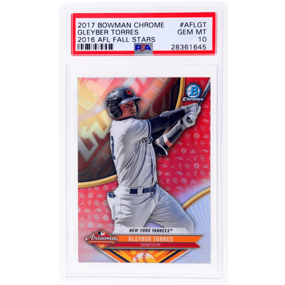 Graded 2017 Topps Bowman Chrome Gleyber Torres #AFLGT 2016 AFL Fall Stars Rookie RC Baseball Card PSA 10 Gem Mint | Hall of Fame Sports Memorabilia | vintageantiquesgifts.com