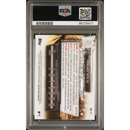 PSA graded Fernando Tatis Jr 2017 Bowman Draft Rookie Card baseball card image