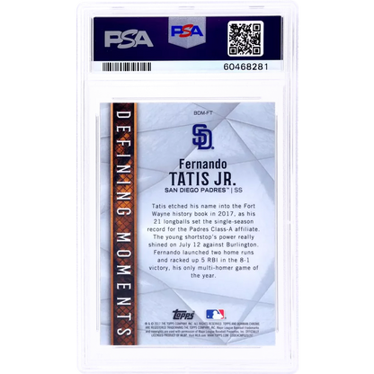 Graded PSA 10 Gem Mint 2017 Topps Bowman Draft Fernando Tatis Jr. Rookie Card