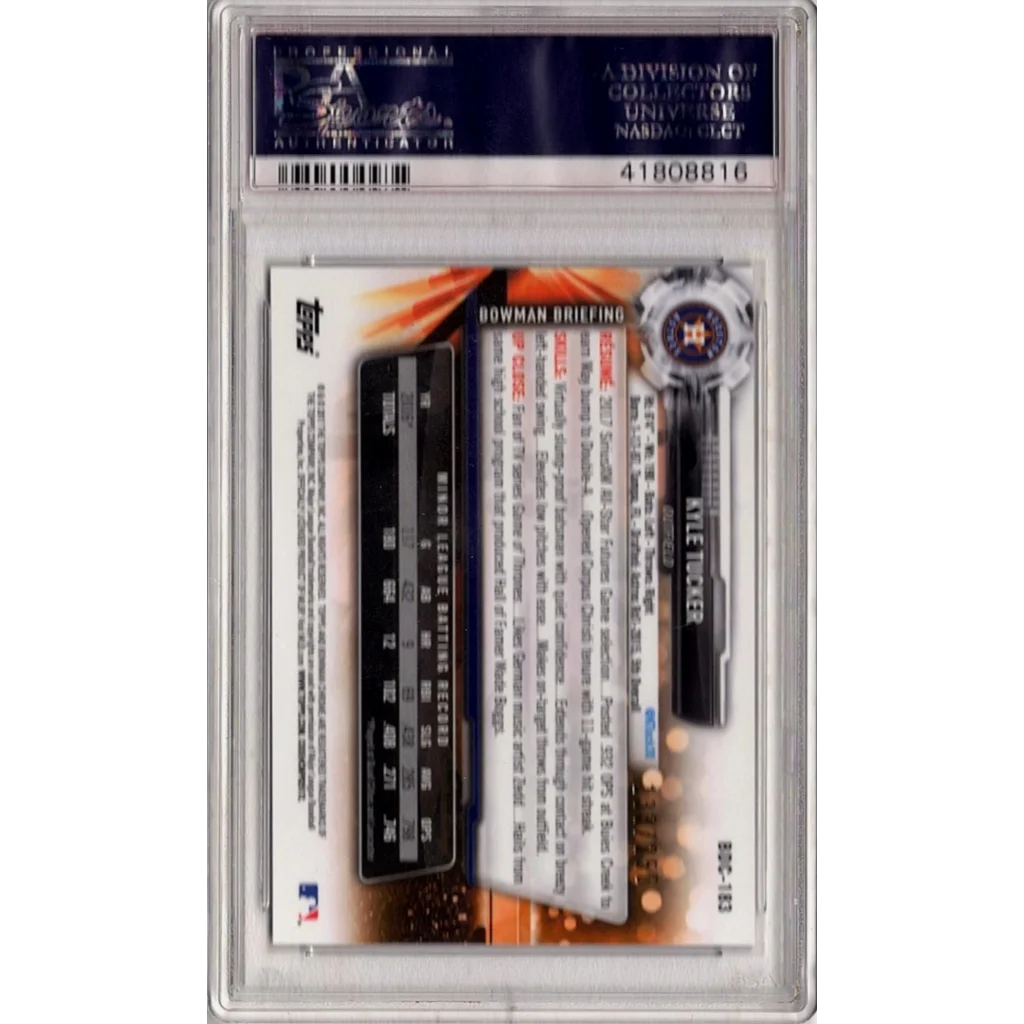 Kyle Tucker baseball card in protective case PSA graded Purple Chrome Refractor treasure