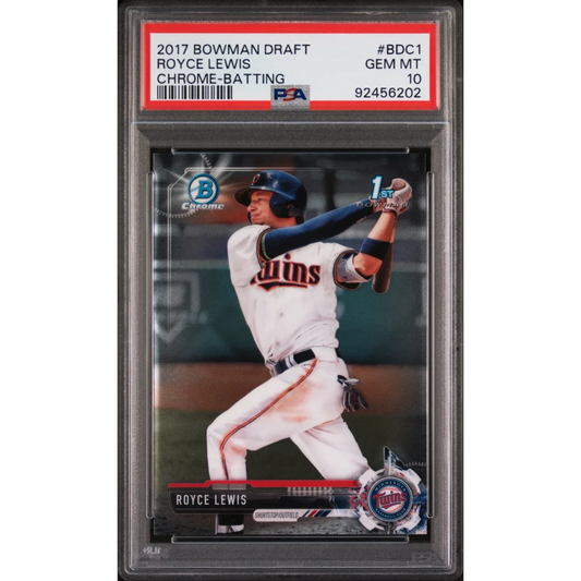 Grade A 2017 Bowman Draft Royce Lewis Rookie Card in PSA slab showing vibrant details
