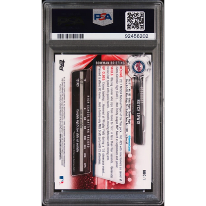 Graded 2017 Topps Bowman Draft Royce Lewis #BDC1 Chrome Batting Rookie RC Baseball Card PSA 10 Gem Mint | PSA 10 Gem Mint Graded Rookie Card | vintageantiquesgifts.com