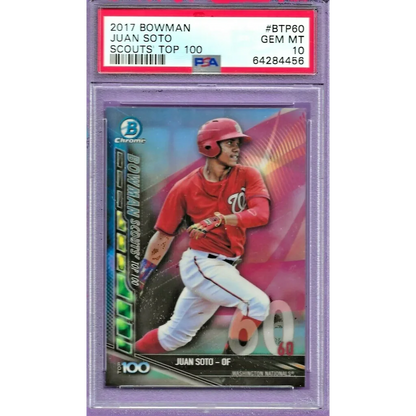 Graded PSA 10 2017 Bowman Chrome Juan Soto Scouts Top 100 Rookie Card