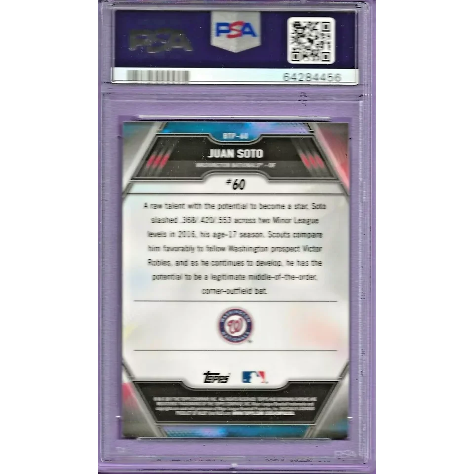 PSA 10 graded 2017 Topps Bowman Juan Soto #BTP60 rookie baseball card