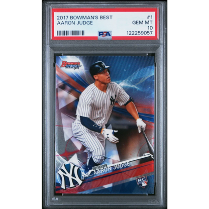 Graded 2017 Topps Bowmans Best Aaron Judge #1 Rookie RC Baseball Card PSA 10 Gem Mint | Hall of Fame Sports Memorabilia | vintageantiquesgifts.com