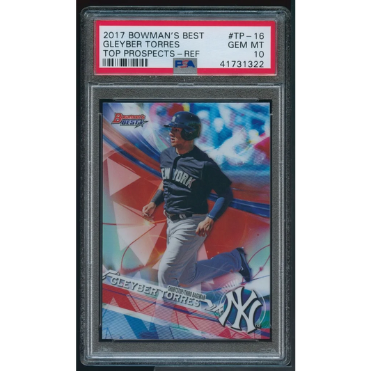 PSA graded Gleyber Torres 2017 Bowman’s Best baseball card for collectors