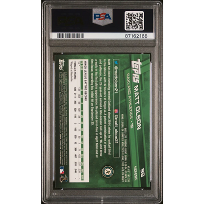 Graded Matt Olson 2017 Topps Chrome Rookie Card in PSA holder