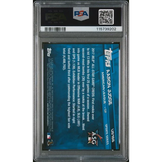 Graded 2017 Topps Update Aaron Judge #US166 Rookie RC Baseball Card PSA 9 Mint | PSA 9 Mint Graded Rookie Card | vintageantiquesgifts.com