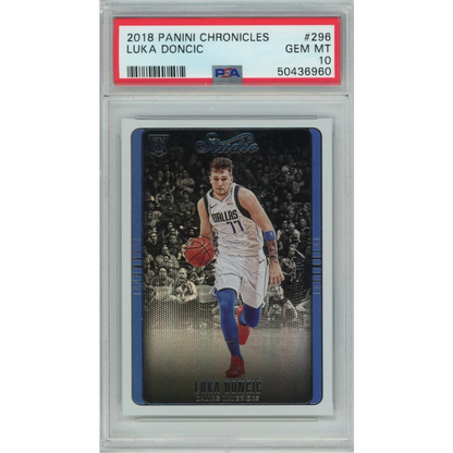 PSA graded Luka Doncic 2018 Panini Chronicles rookie card by professional sports authenticator