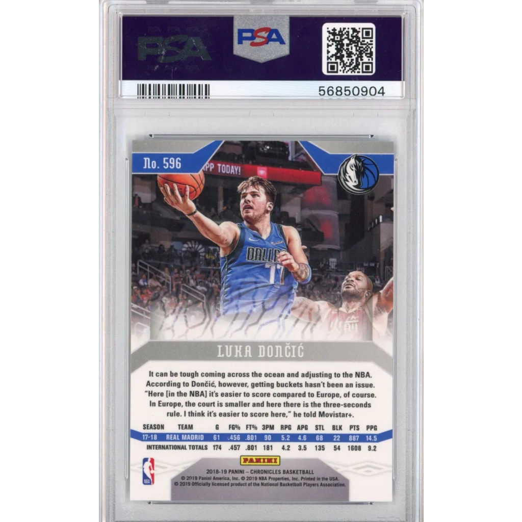 Graded 2018-19 Panini Chronicles Luka Doncic #596 Rookie RC Basketball Card PSA 10 Gem Mint | PSA 10 Gem Mint Graded Rookie Card | vintageantiquesgifts.com