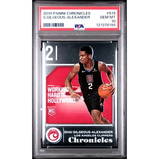 Graded 2018-19 Panini Chronicles Shai Gilgeous-Alexander 514 Rookie RC Basketball Card PSA 10 Gem Mint | Hall of Fame Sports Memorabilia | vintageantiquesgifts.com