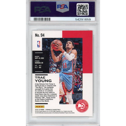 PSA 10 Trae Young 2019-20 Panini Chronicles Rookie Card in product box