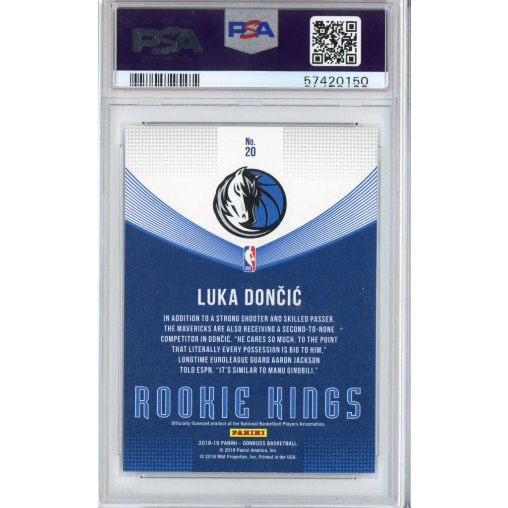 Graded PSA 10 2018-19 Panini Donruss Luka Doncic Rookie Kings RC card
