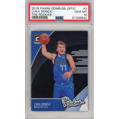 Graded 2018-19 Panini Donruss Optic Luka Doncic #3 The Rookies RC PSA 10 Gem Mint in case