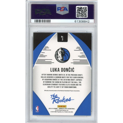 Graded 2018-19 Panini Donruss Optic Luka Doncic RC PSA 10 Gem Mint card in slab