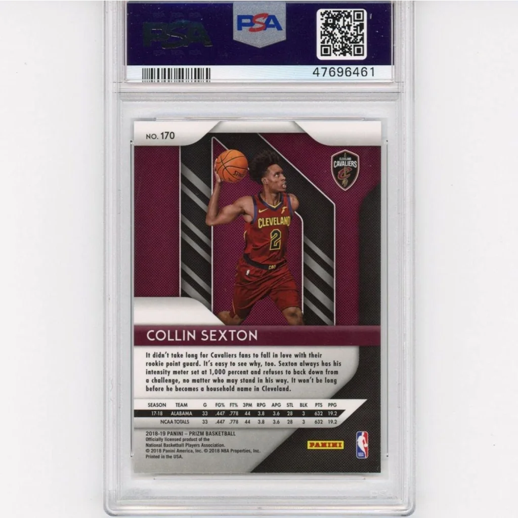 Graded 2018-19 Panini Prizm Collin Sexton #170 Rookie RC Basketball Card PSA 10 Gem Mint | PSA 10 Gem Mint Graded Rookie Card | vintageantiquesgifts.com